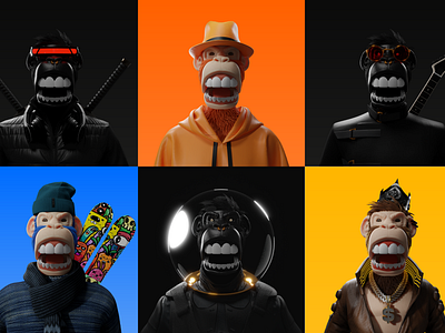 ANGRY APES - 3D NFT Collection 3d 3d art 3d character 3d modeling 3d monkey 3d nft angry art character monkey nft