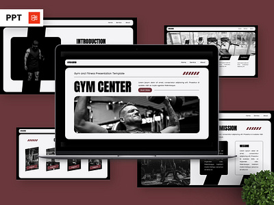 Gym Center - Gym Powerpoint Templates infographic portfolio powerpoint presentation trainer