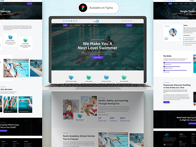 Swimming Academy School Web Ui Kit figma figma design summer workout swim training plan swimming academy swimming for kids swimming for women swimming pool swimming product swimming school swimming school web ui kit swimming school website ui web ui kit