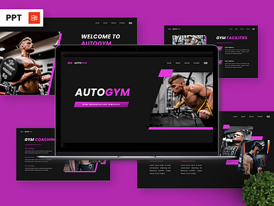 Autogym - Gym Powerpoint Templates infographic portfolio powerpoint presentation sportswear