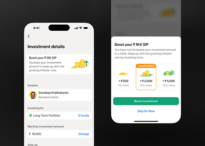 💰 Boost your SIP boost bottomsheet calm cards friendly illustration invest investment investment app light mode sip tip tiping