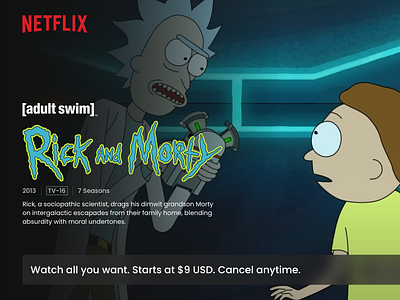 Netflix TV Ad ad advertisement netflix rick and morty tv ui design