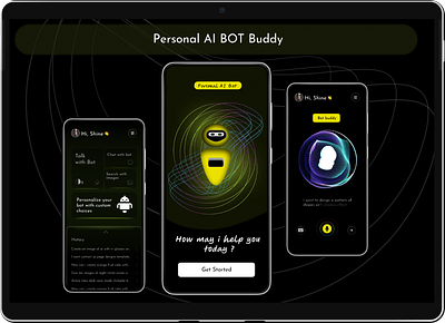 Ai-Buddy app prototype. app bot branding design graphic design illustration logo typography ui ux vector