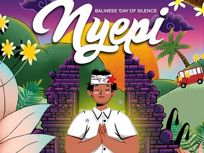 Nyepi - Balinese Day Of Silence 2dcharacter animation bali bali island culture graphic design happysilentday hindu ill illustration island nyepi