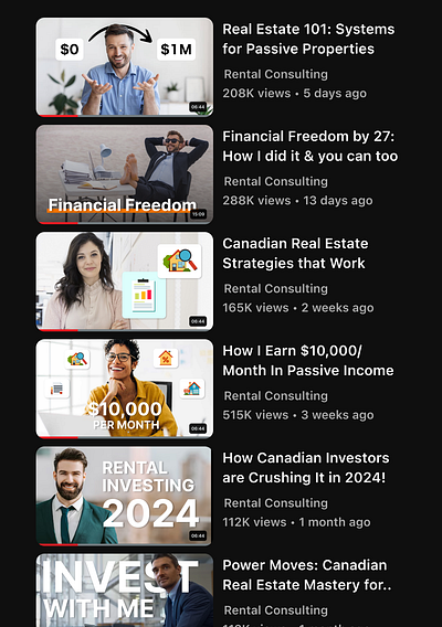 Youtube Thumbnails branding design figma realestate rental thumbnail ui webpage youtube