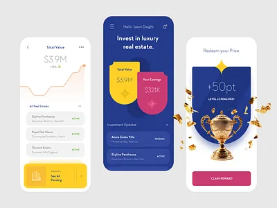 Real Estate Gamification Mobile App app clean design flat mobile ui ux
