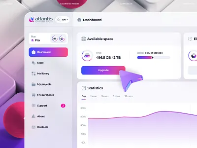 Atlantis AR: Dashboard charts corporate crm dashboard ecommerce finance interface management marketing payment platform product design service sidebar software stats ui design web app web builder web design