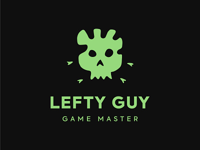 Lefty guy game master branding design e sports game logo gamer graphic design hand head illustration lefty logo logotype mark minimal play playful skull