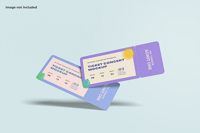 Colorful Floating Concert Ticket Mockup eyecatching