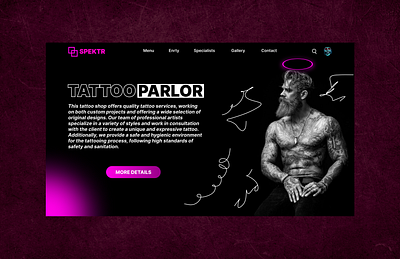 WEBSITE DESIGN MENU FOR A TATTOO SALON app branding design graphic design illustration logo typography ui ux vector