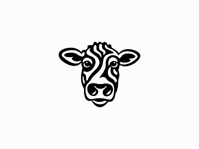 Cow Logo animal branding cattle character cow curves dairy design emblem farm icon identity illustration lines logo mark mascot milk symbol vector
