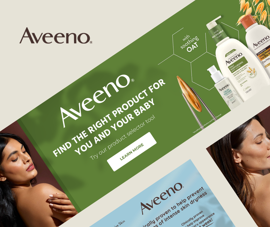 Aveeno Web Banners 2024 aveeno aveeno lotion banners branding ecommerce graphic design lotion lotion design static banners ui elements web banners web elements website banners