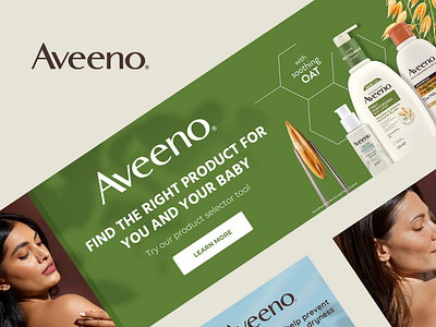 Aveeno Web Banners 2024 aveeno aveeno lotion banners branding ecommerce graphic design lotion lotion design static banners ui elements web banners web elements website banners