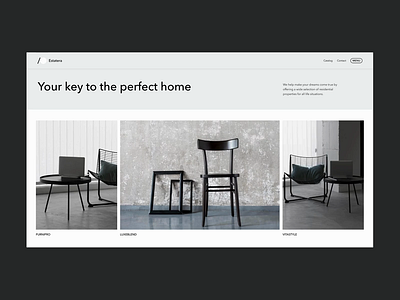 Estatera - Website for designer furniture and interior design animation catalog design furniture fittings furniture store home page interior minimalism ui ux web web design website