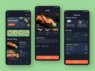 Delivery App - Food delivery service app design app design delivery app dron delivery eating food food app food delivery food delivery application food order foodtech ios mobile app order restaurant serivce tech ui user interface ux uxdesign