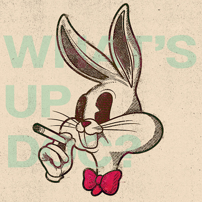 What's Up, Doc? 1930s 2d bugs bugs bunny bunny cartoon halftone happy illustration illustrator looney tunes mascot procreate retro textural texture vintage
