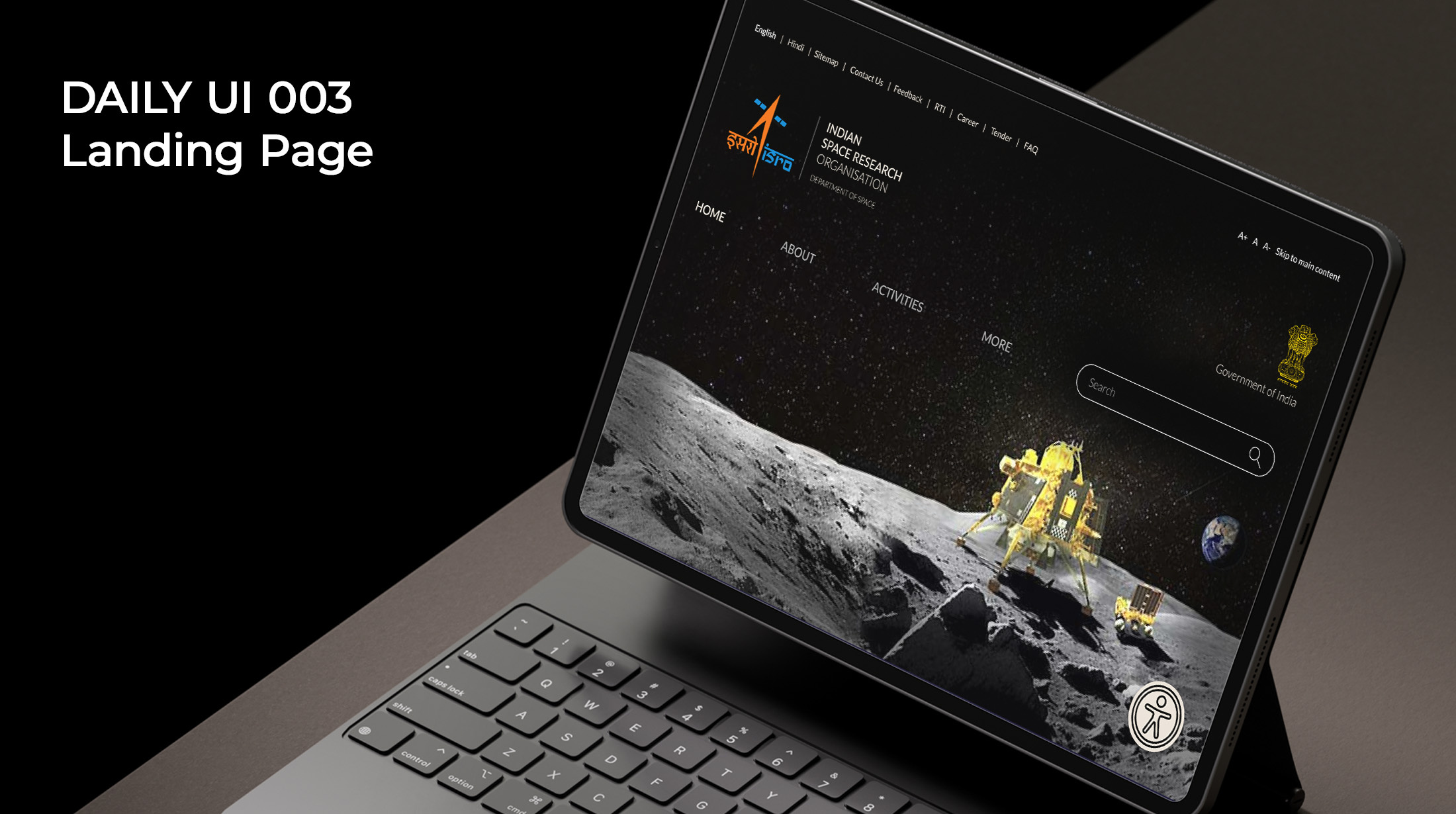 Daily UI 003 | Landing Page branding isro nasa space ui ui ux user interface website design