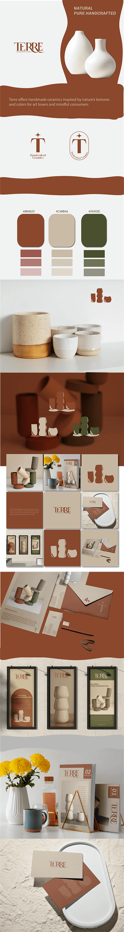 TERRE (HANDCRAFTED CERAMICS ) 3d branding ceramic design graphic design logo pots