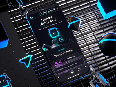 ChainGPT AI NFT Generator — Mobile UI 3d 3d design ai ai generator blockchain blockchain design crypto crypto design mobile design mobile ui nft nft ai nft generator nft marketplace responsive design ui