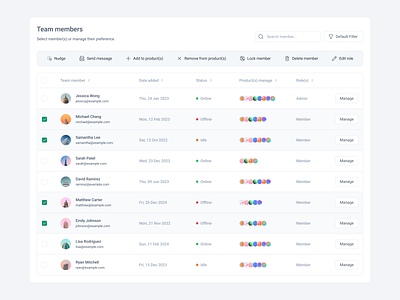 Team Management - Bulk Selection app bar bulk selection buttons desktop product design sale management software team team management ui ui design ux ux design ux ui work