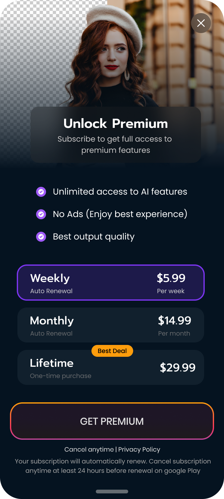 Premium Subscription App UI Screen by Art Fusionist on Dribbble