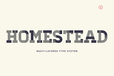 Homestead Font all caps display font experimental greeting holiday homestead font layered font modern modular packaging plaid retro rustic slab serif stripes pattern system texture vintage