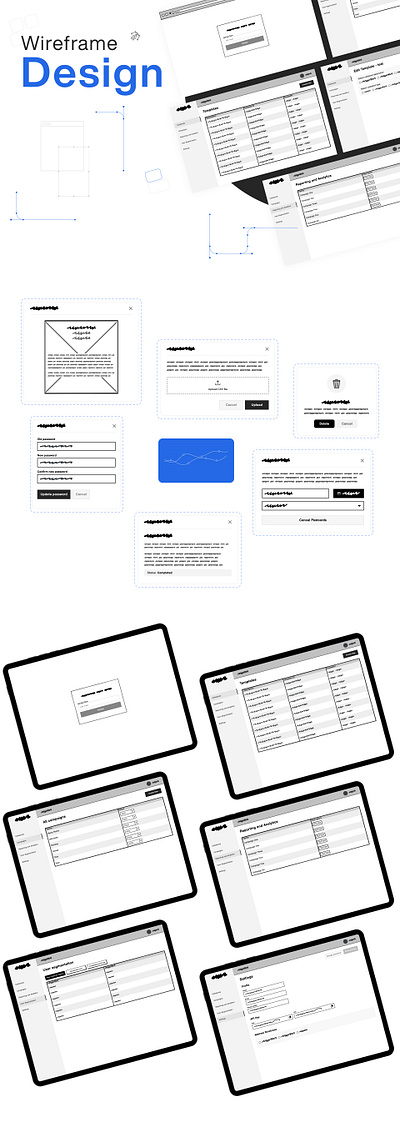 Dashboard Wire-frame design graphic design landing page ui ux website design