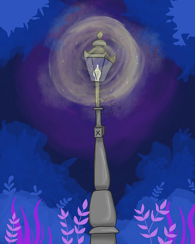 Midnight Lamp Post digital art digital illustration