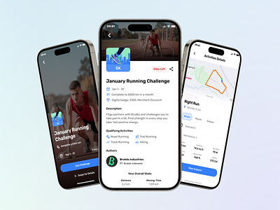 FitGo - Challenge and Activity Detail (Mockup) cardio challenge community exercise mobile app mobile design overview route running sport sport tracker strava tracker ui kit workout