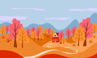 Autumn landscape design graphic design illustration illustrator vector