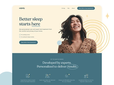 Nightly — Sleep Tracker Platform Landing Page branding graphic design healthcare icon landing page logo platform sleep sleep monitoring sleep tracker sleeping ui ux web design website z1