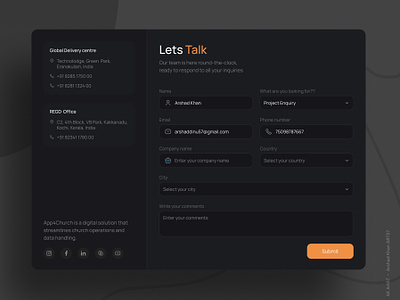 Lets talk Form ak art57 arshad khan dark form dark theme dark theme form form ui lets talk login form login form ui ui uiux web form