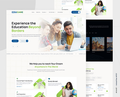 Study abroad website ak art57 akart57 arshad khan banner banner design education website hero section landing page online study website study abroad study abroad website ui uiux web banner website uiux