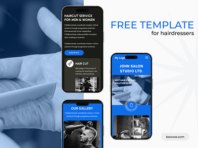 ✂️ FREE TEMPLATE ✂️ Haircut Service Landing Page beauty business blue branding business design free template hair hair dresser hair stylist hair stylist website landing page landing page design minimalistic modern template ui web web design website website design