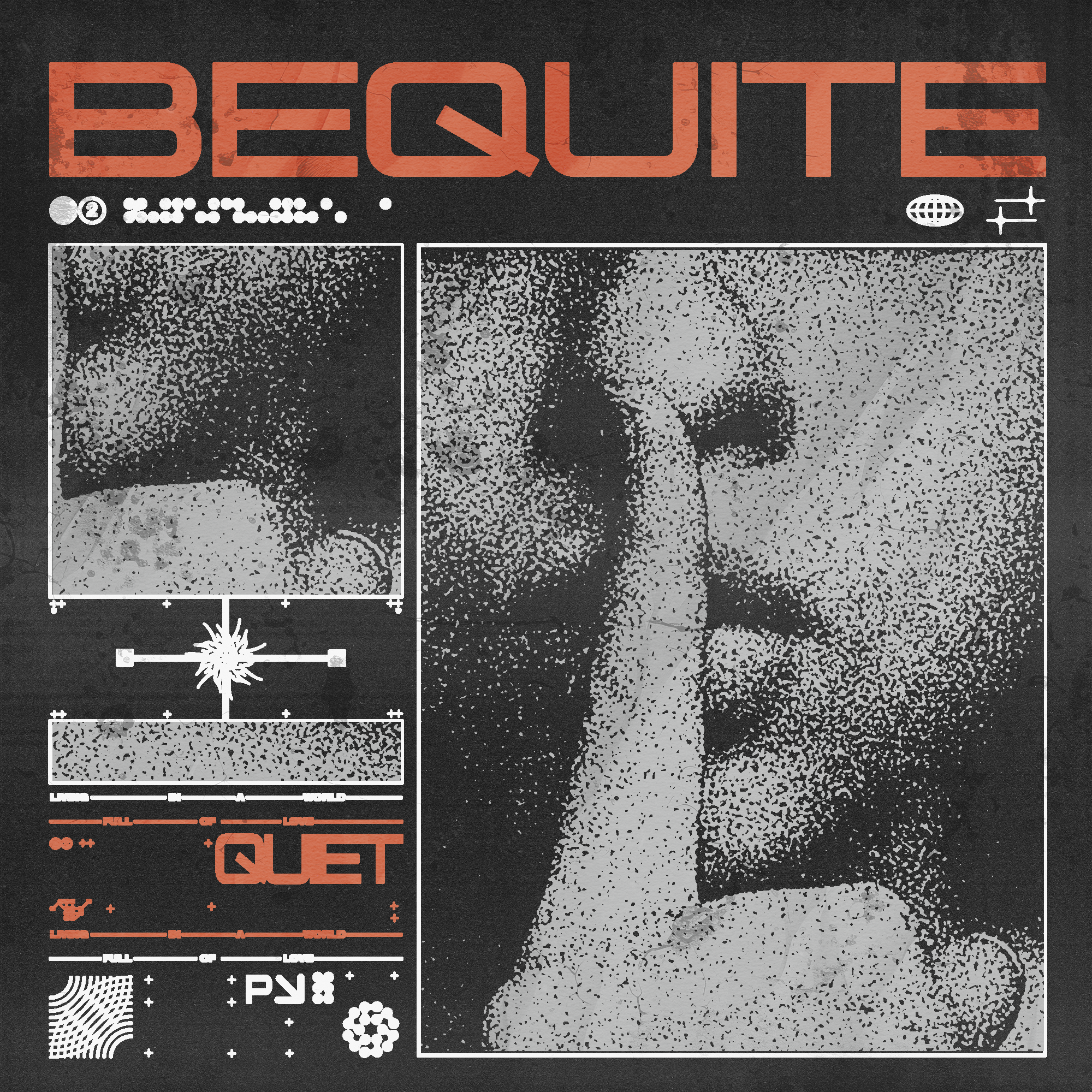 BEQUITE Brutalism Poster app appbranding be quite branding brutalism brutalism graphic design design graphic design illustration illustrator logo modern art modern poster neo brutalism old style orange photoshop poster ui vector