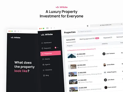🧮 Wilde - A Luxury Property Investment for Everyone Platform case study dashboard design ecommerce landing page log in marketplace properties property real estate registartion saas sidebar ui ui design ui ux ux ux design web design web site