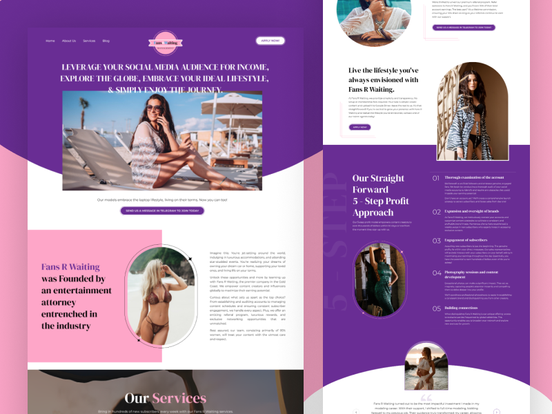 Onlyfans Agency website Design | Landing Page Design branding graphic design figma landing page design onlyfans onlyfans agency onlyfans agency website onlyfans agency website design onlyfans development onlyfans marketing agency onlyfans modeling website uiux website design