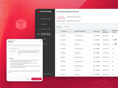 Crossborder Management admin delivery logistics shipping ui ux web app
