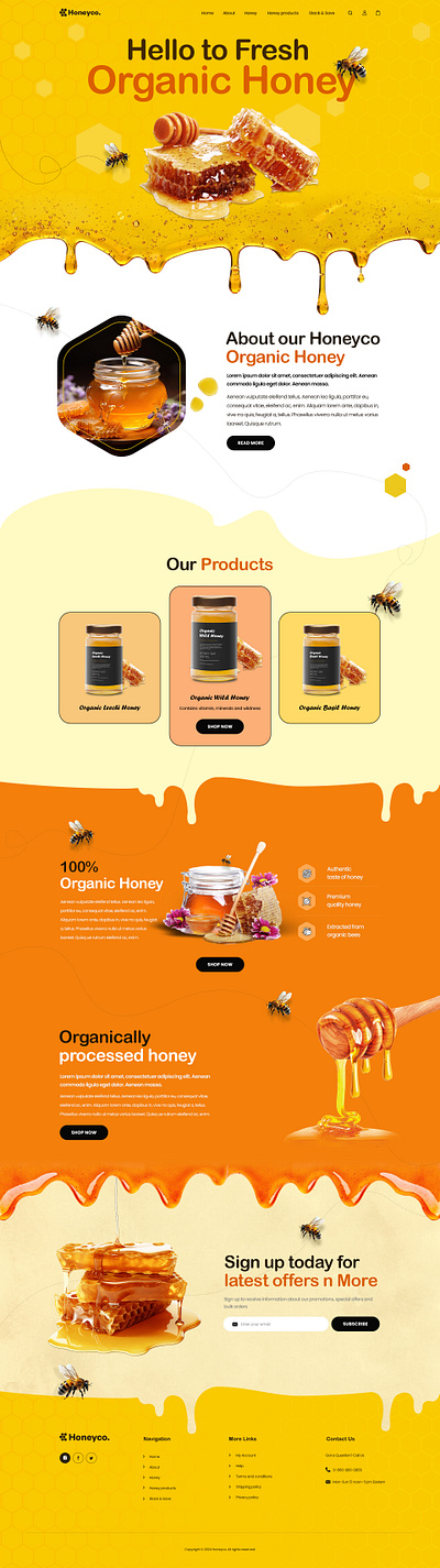 Organic honey ui website design