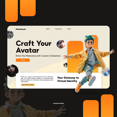 MetaMorph: Crafting Your Virtual Identity 3d animation branding design figma graphic design illustration illustrator logo motion graphics photoshop ui uidesign ux