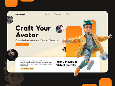 MetaMorph: Crafting Your Virtual Identity 3d animation branding design figma graphic design illustration illustrator logo motion graphics photoshop ui uidesign ux