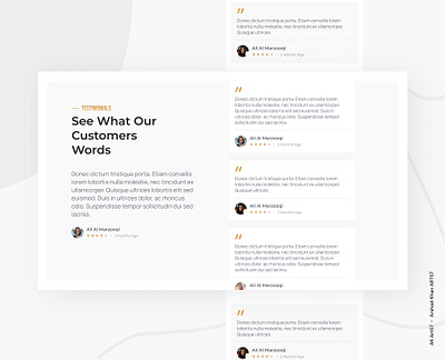 Testimonial section ak art57 arshad khan customer feedback feedback section uiux feedback ui landing page testimonial testimonial section ui ui card uiux website feedback ui