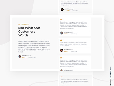 Testimonial section ak art57 arshad khan customer feedback feedback section uiux feedback ui landing page testimonial testimonial section ui ui card uiux website feedback ui