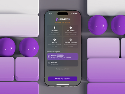 Impact AI ai assistant concept ios mobile pink pocket prompt swift ui violet