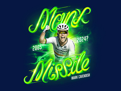 Manx Missile Typography 3d 3d type art direction artwork athlete cav creative cycling design fluorescent green graphic design green illustration lettering manx missile mark cavendish road cycling road race sprinter typography
