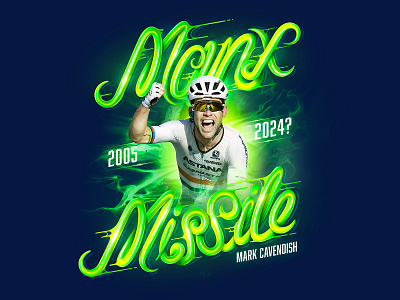 Manx Missile Typography 3d 3d type art direction artwork athlete cav creative cycling design fluorescent green graphic design green illustration lettering manx missile mark cavendish road cycling road race sprinter typography