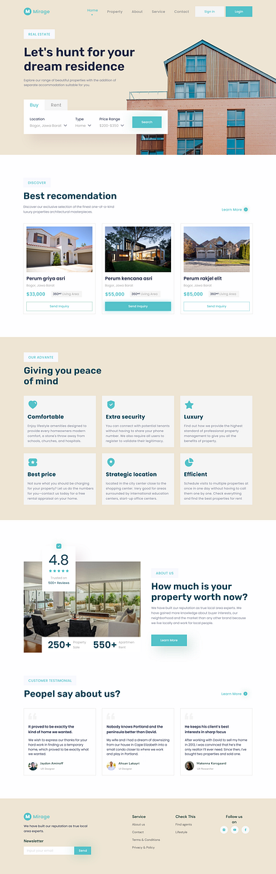Real Estate Website Design figma graphic design landing page real estate template ui web design