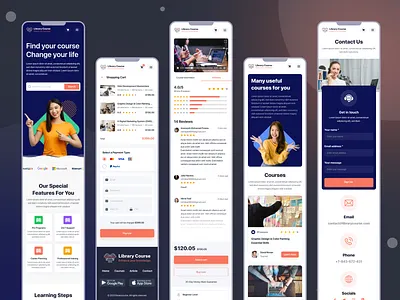 Library website and mobile app design app branding course app course ui course website design ui uiux user interface ux web design