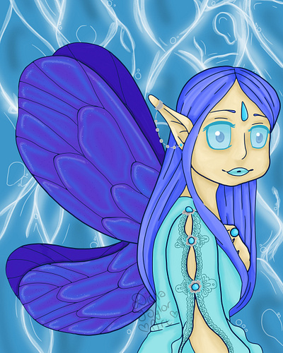 Aquamarine Fairy digital art digital illustration