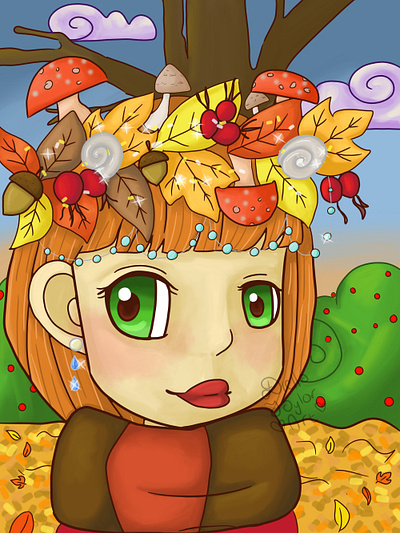 Autumn Princess digital art digital illustration